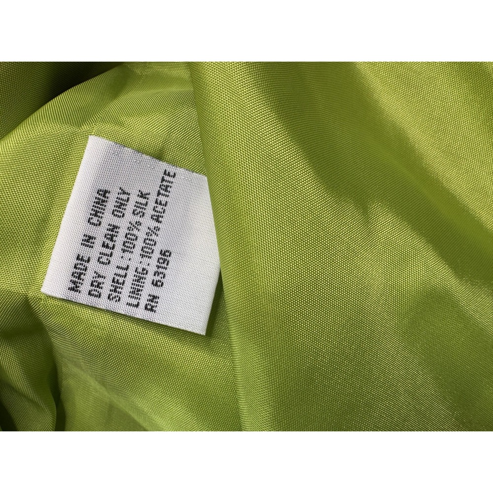Talbots Dress Womens Petite 12 Green Silk Shantung A Line Bow Knee Length - Picture 8 of 10